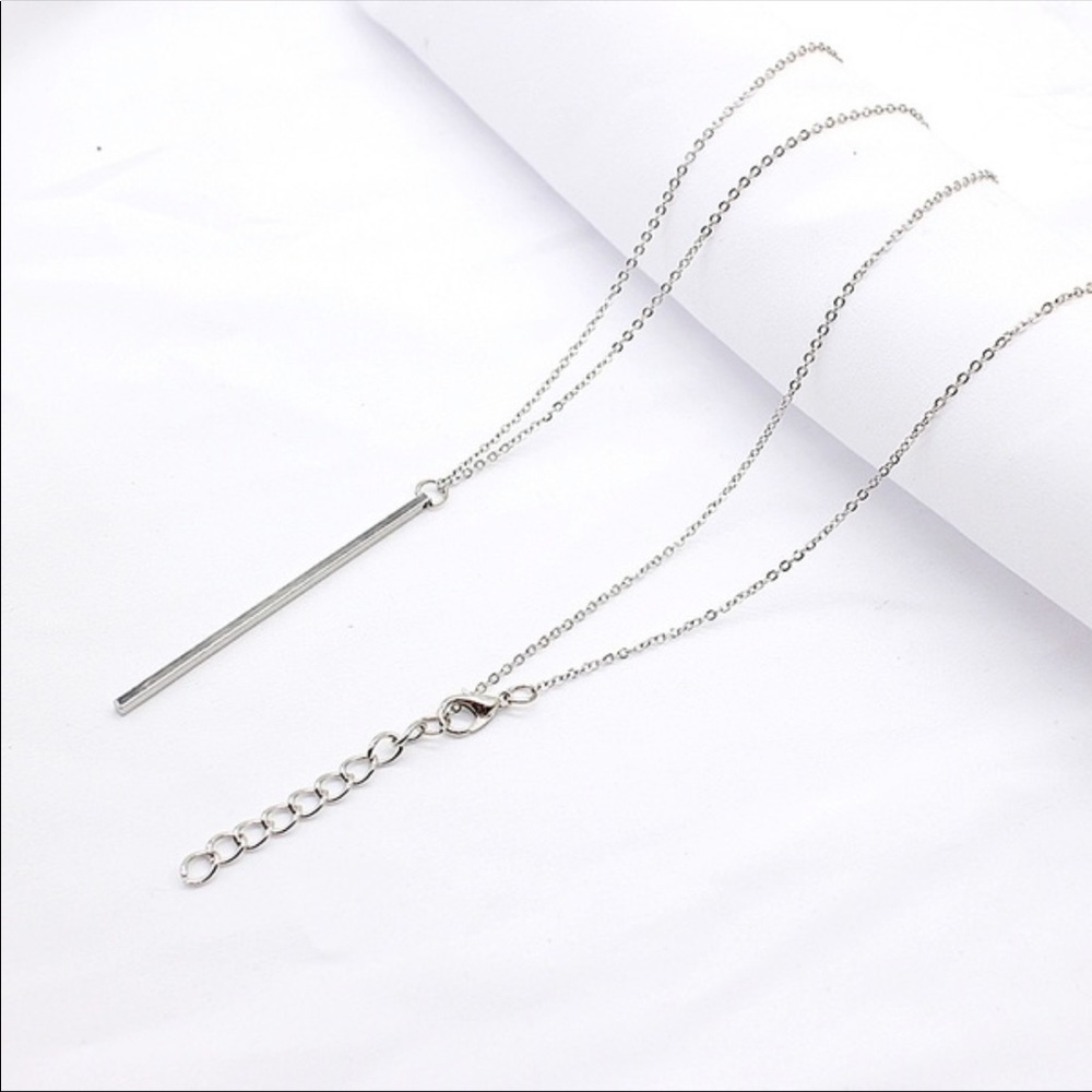 Sterling Silver Dainty Long Bar Necklace NWOT - Picture 3 of 3